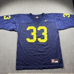 Vintage Nike Michigan Wolverines Jersey Mens Large Blue #33 Made USA 90s